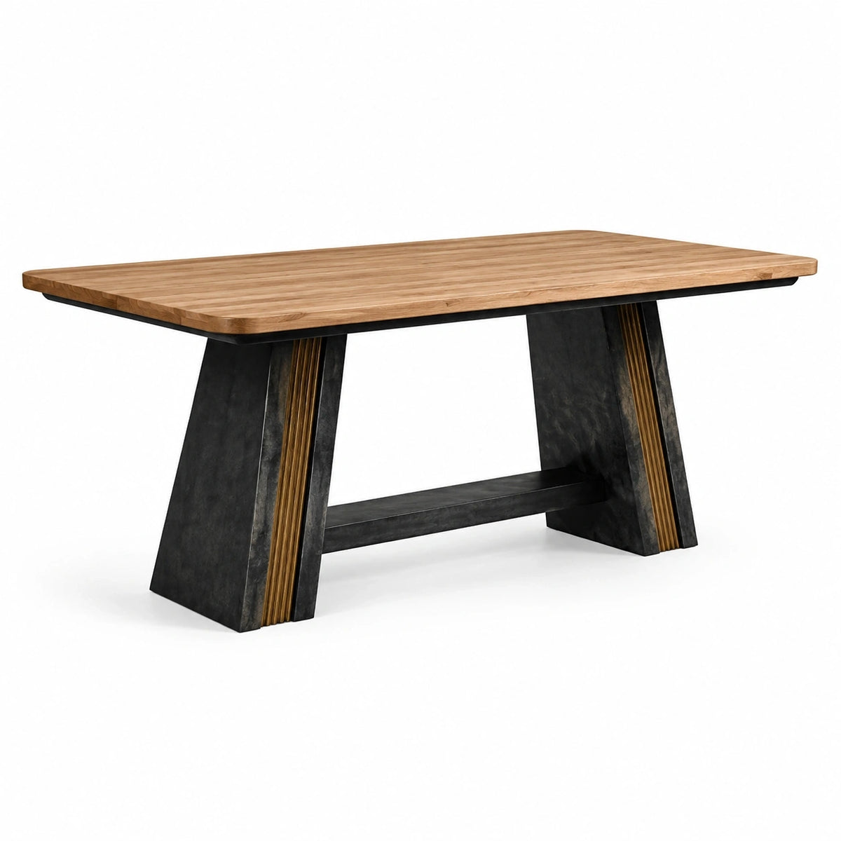 Table à manger rectangulaire en bois marron et métal noir, 180 × 90 × 76 cm, style industriel