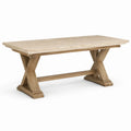 Table à manger rectangulaire beige et marron clair avec piètement en X, 200 × 90 × 76 cm