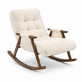 Fauteuil à bascule en tissu bouclé beige et bois marron, 96 × 72 × 88 cm, style contemporain