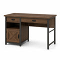 Bureau industriel rustique avec rangements, 120 × 50 × 76 cm, brun et noir