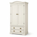 Armoire en bois blanc cassé avec 2 portes et 2 tiroirs, 100 × 55 × 200 cm