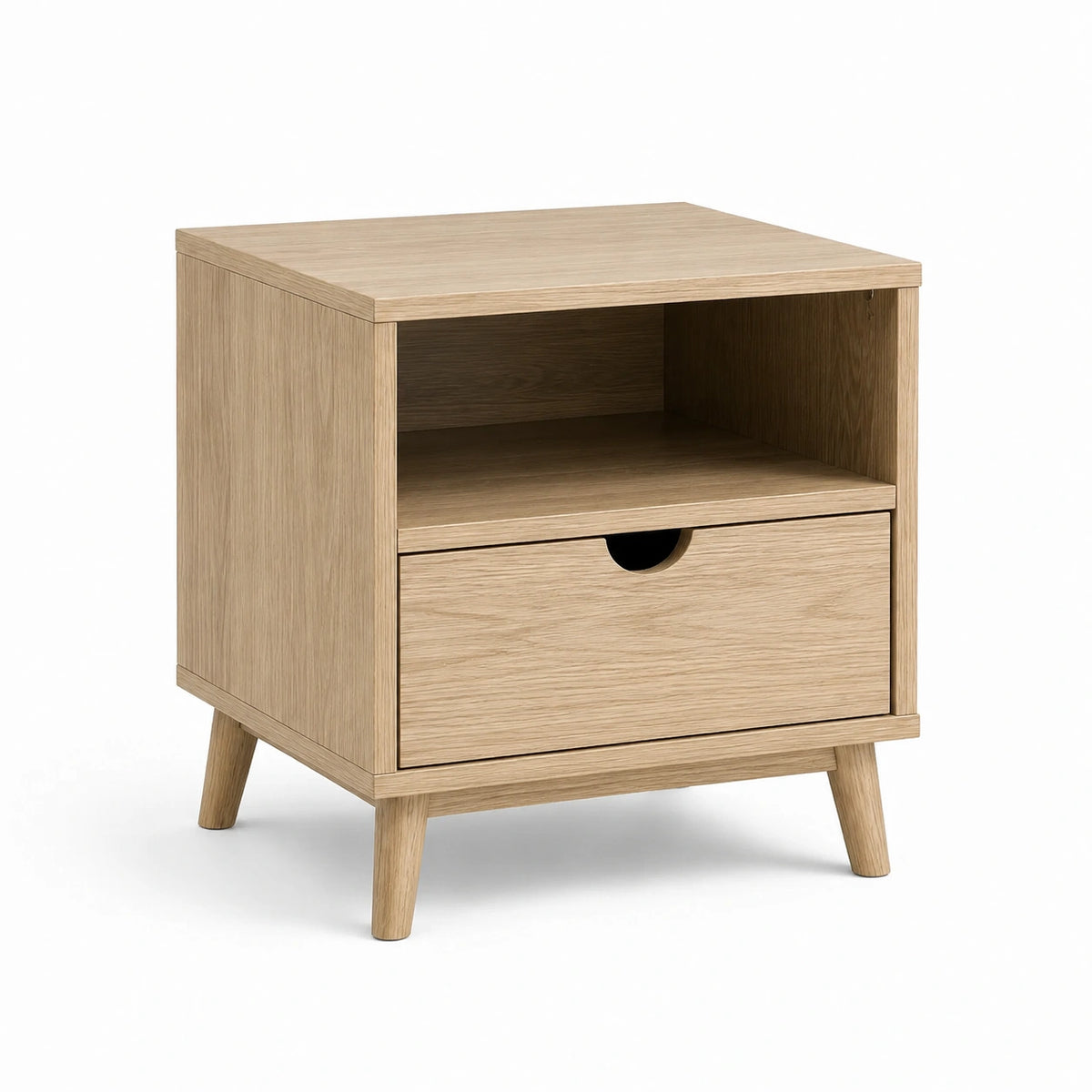 Table de chevet effet chêne clair avec tiroir et niche, 45 × 40 × 55 cm